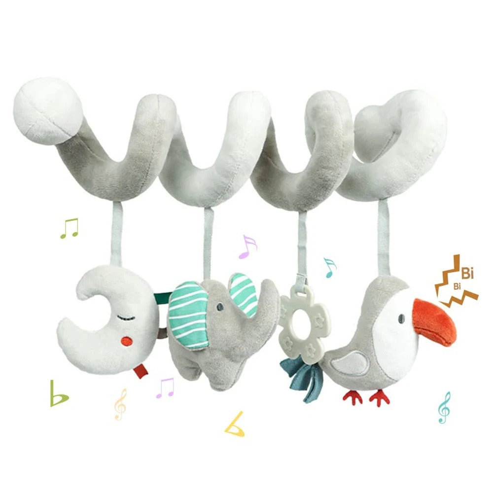 Baby Car Seat Toy Activity Spiral Plush Hanging Wrap Around Pram Pushchair Stroller