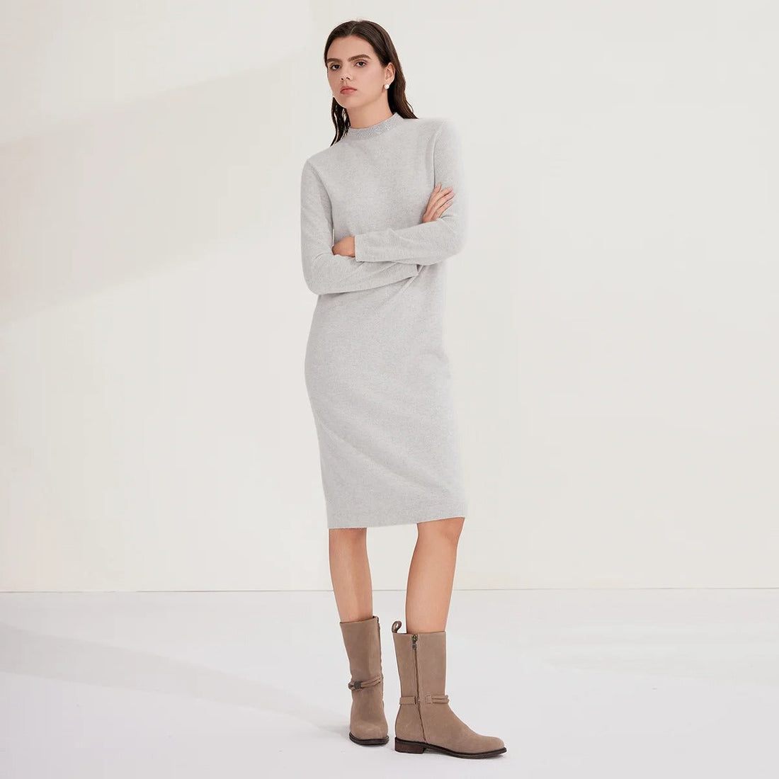 Luxury Knit Winter Long Sleeve Slim Fit Elegant Maxi Dress