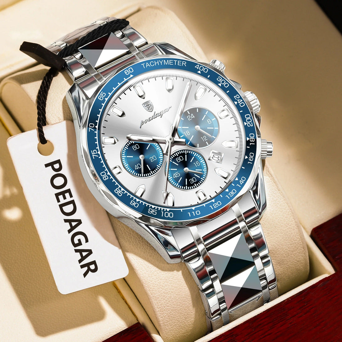 POEDAGAR Fashion Brand Men Watch Waterproof Stainless Steel