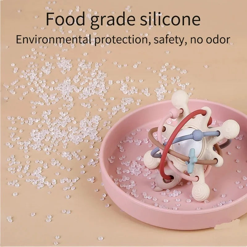 Rattle & Sensory Teether Bed Bell Silicone Montessori Ball Newborn Baby