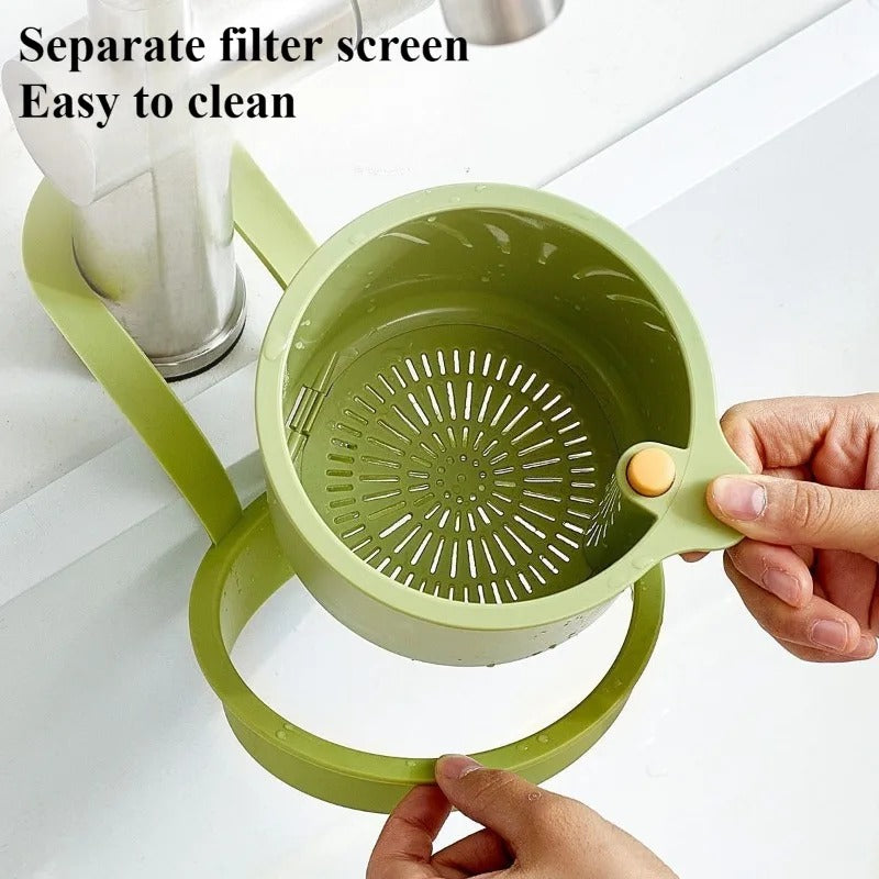 2 IN 1 Kitchen Sink Strainer Stopper One-click Opening Hanging