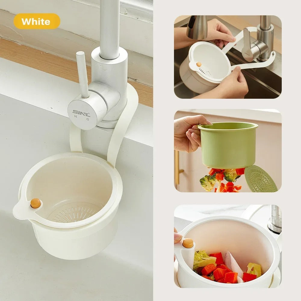 2 IN 1 Kitchen Sink Strainer Stopper One-click Opening Hanging